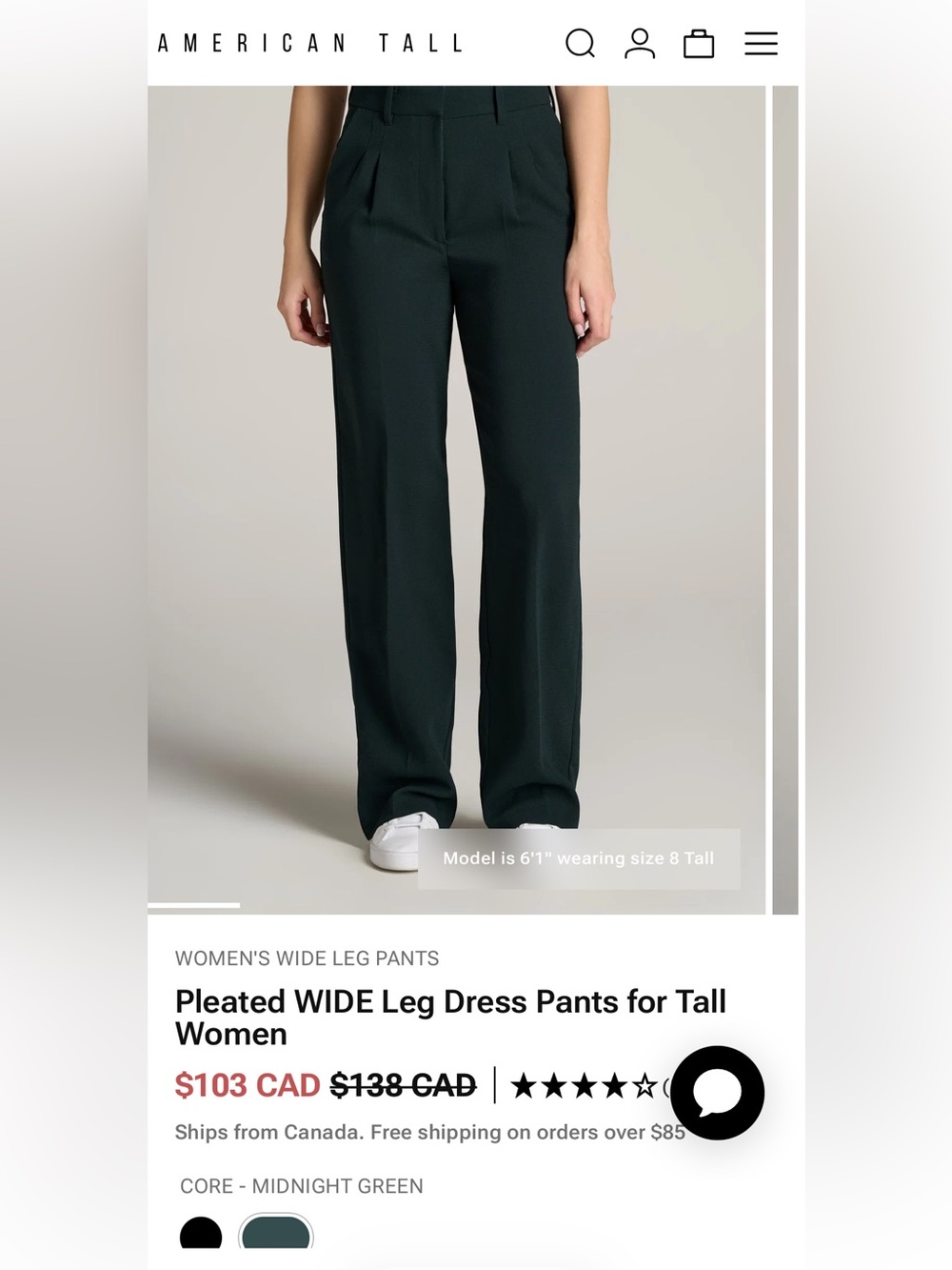 American Tall Pleated Wide Leg Trousers Midnight Green Tall 34.5” Inseam 12T - Picture 13 of 13